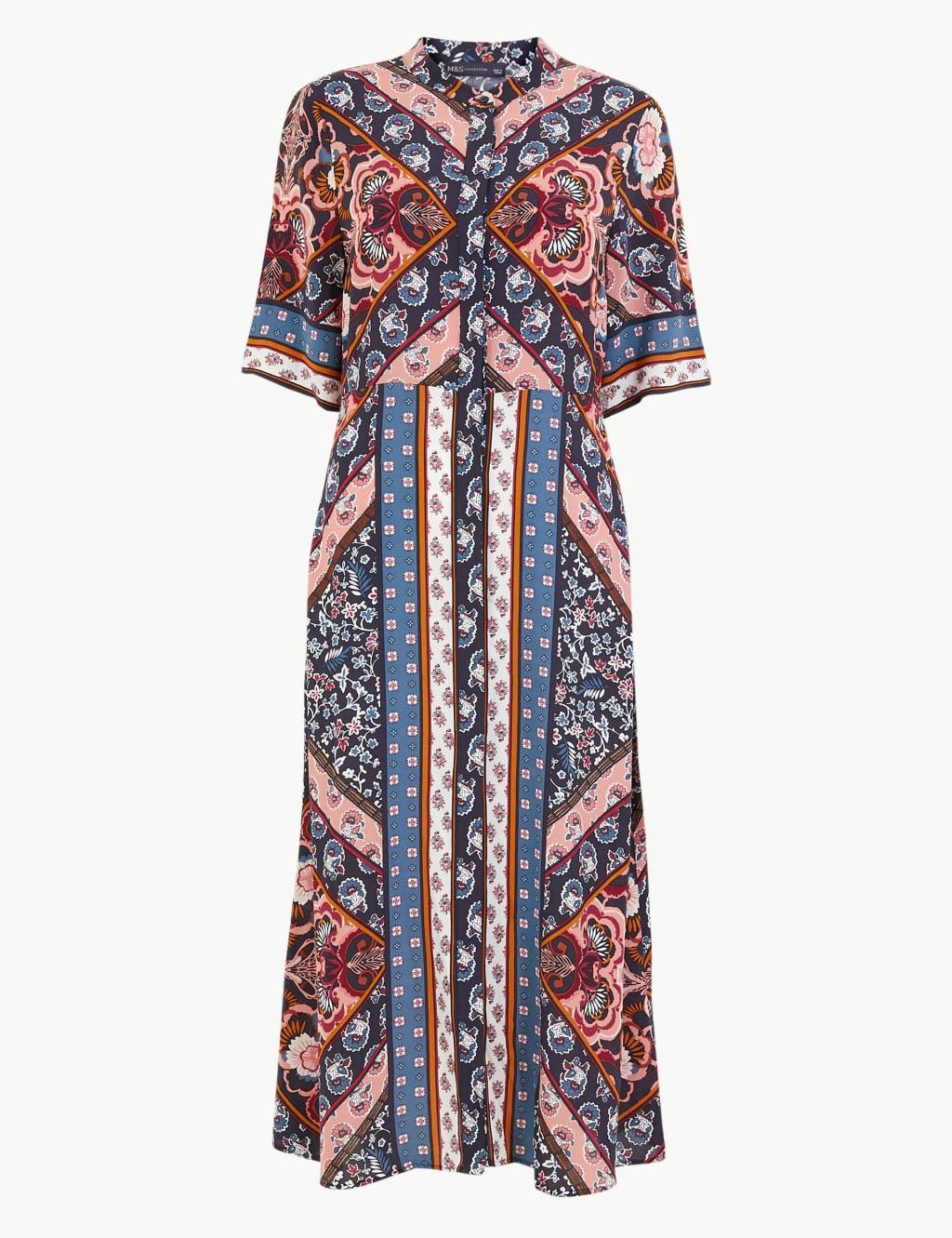 Scarf Placement Print Shirt Midi Dress 2 of 5
