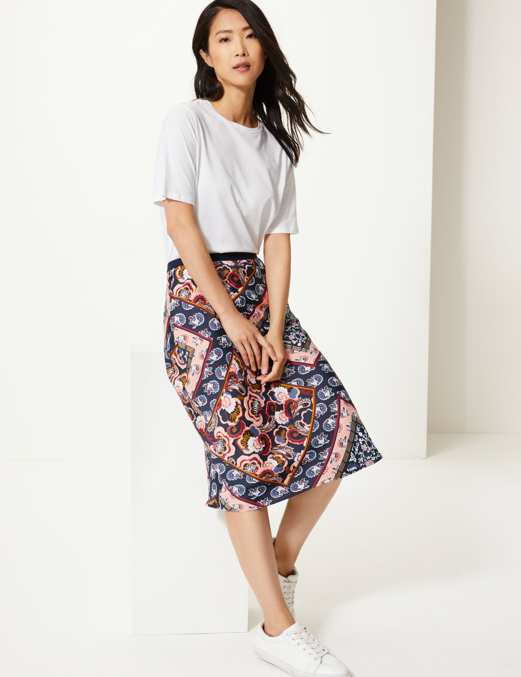 Paisley Scarf Print Slip Skirt 1 of 4