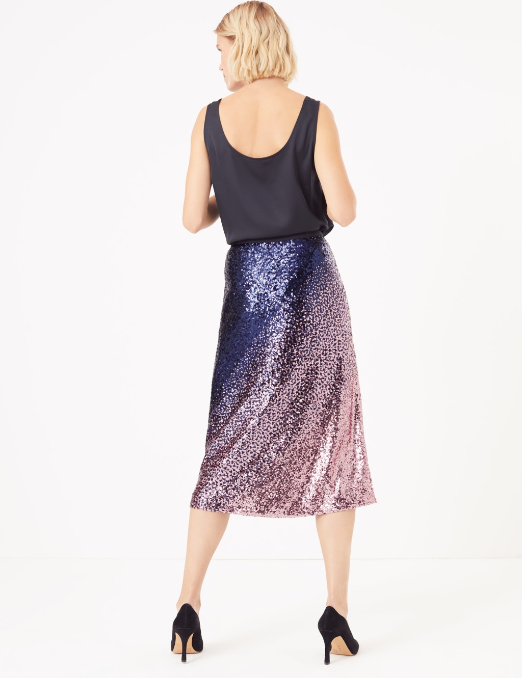 Ombre Sequin Slip Midi Skirt 4 of 4
