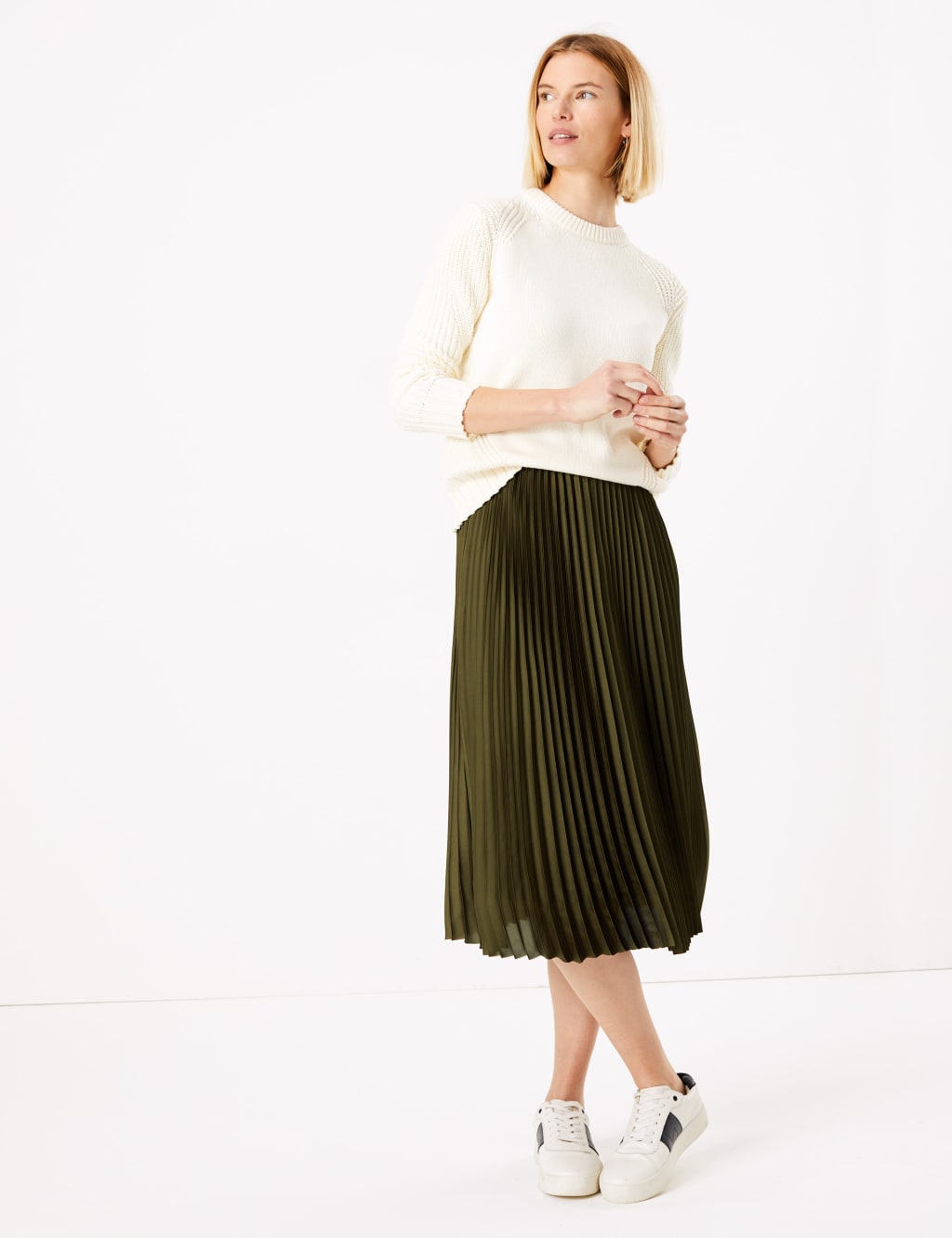Pleated midi skirt m&s shop