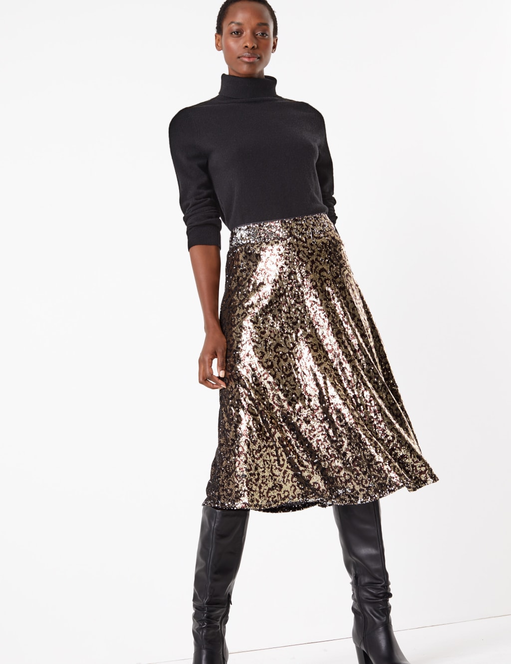 Leopard print skirt knee length sale
