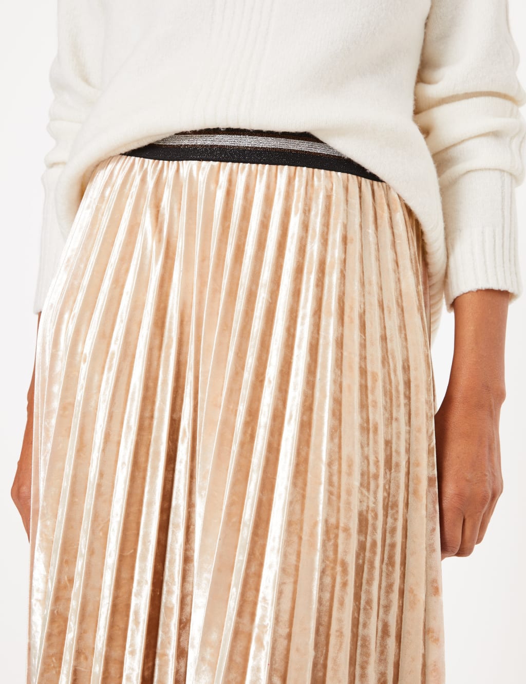 Velvet Pleated Midi Skirt 3 of 4