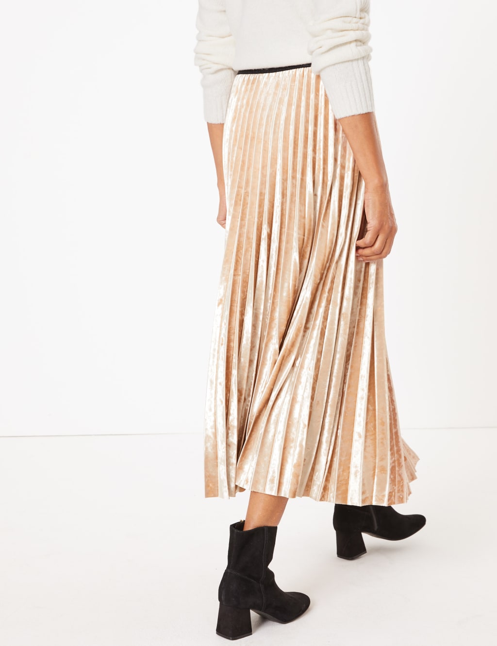 Velvet Pleated Midi Skirt 4 of 4