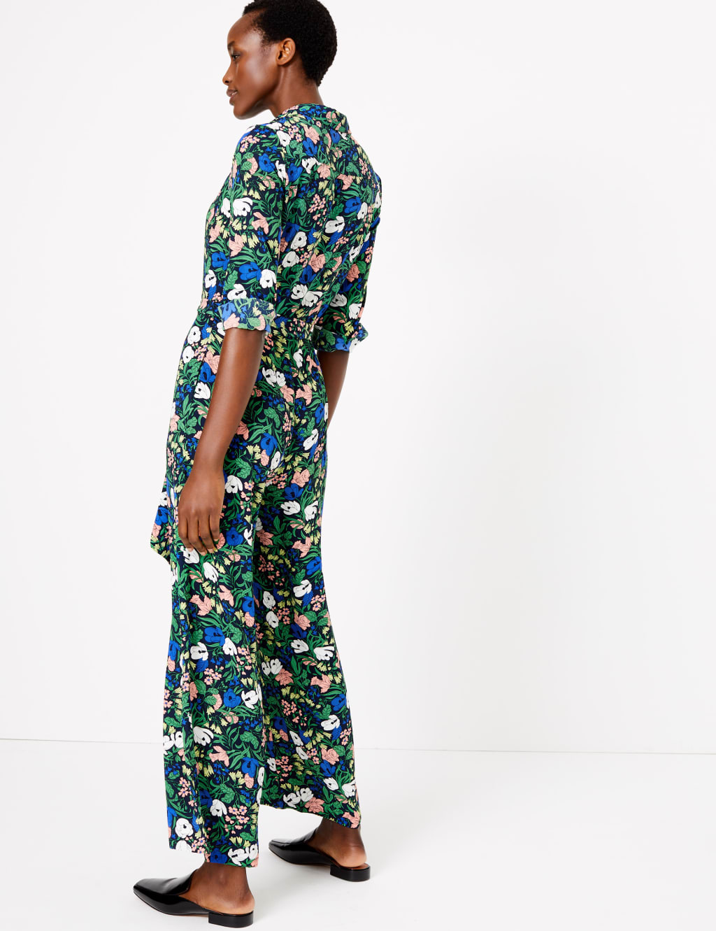 Floral Print Collared Neck Belted Jumpsuit 5 of 5