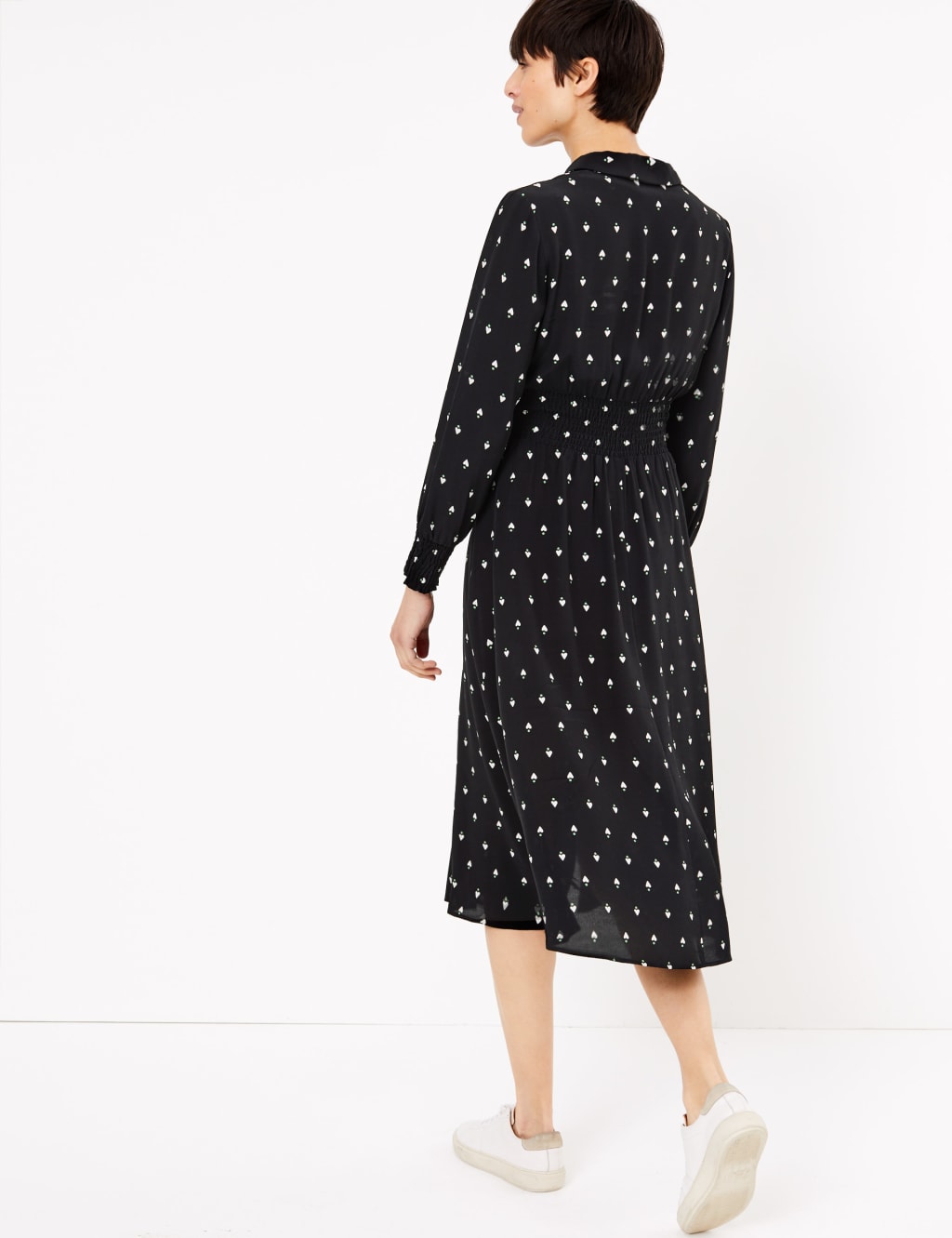 Heart Print Waisted Midi Shirt Dress 4 of 4