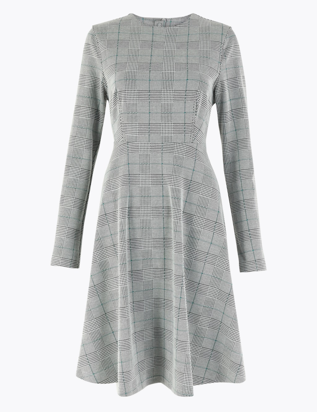 Ponte Checked Fit & Flare Dress 2 of 4