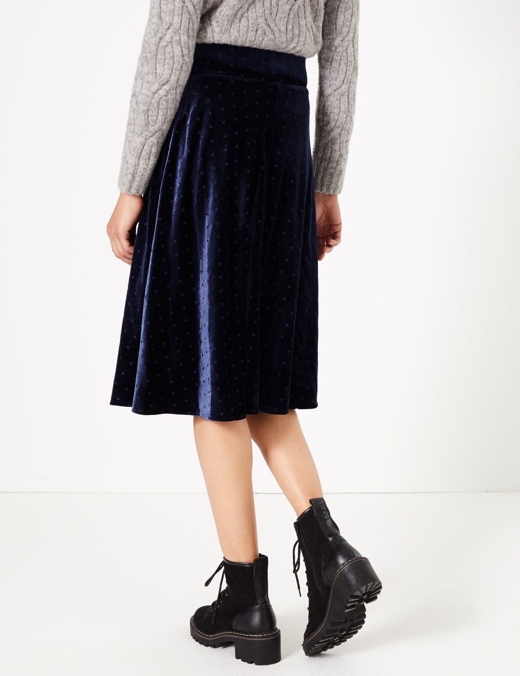 Velvet Polka Dot Slip Midi Skirt 4 of 4