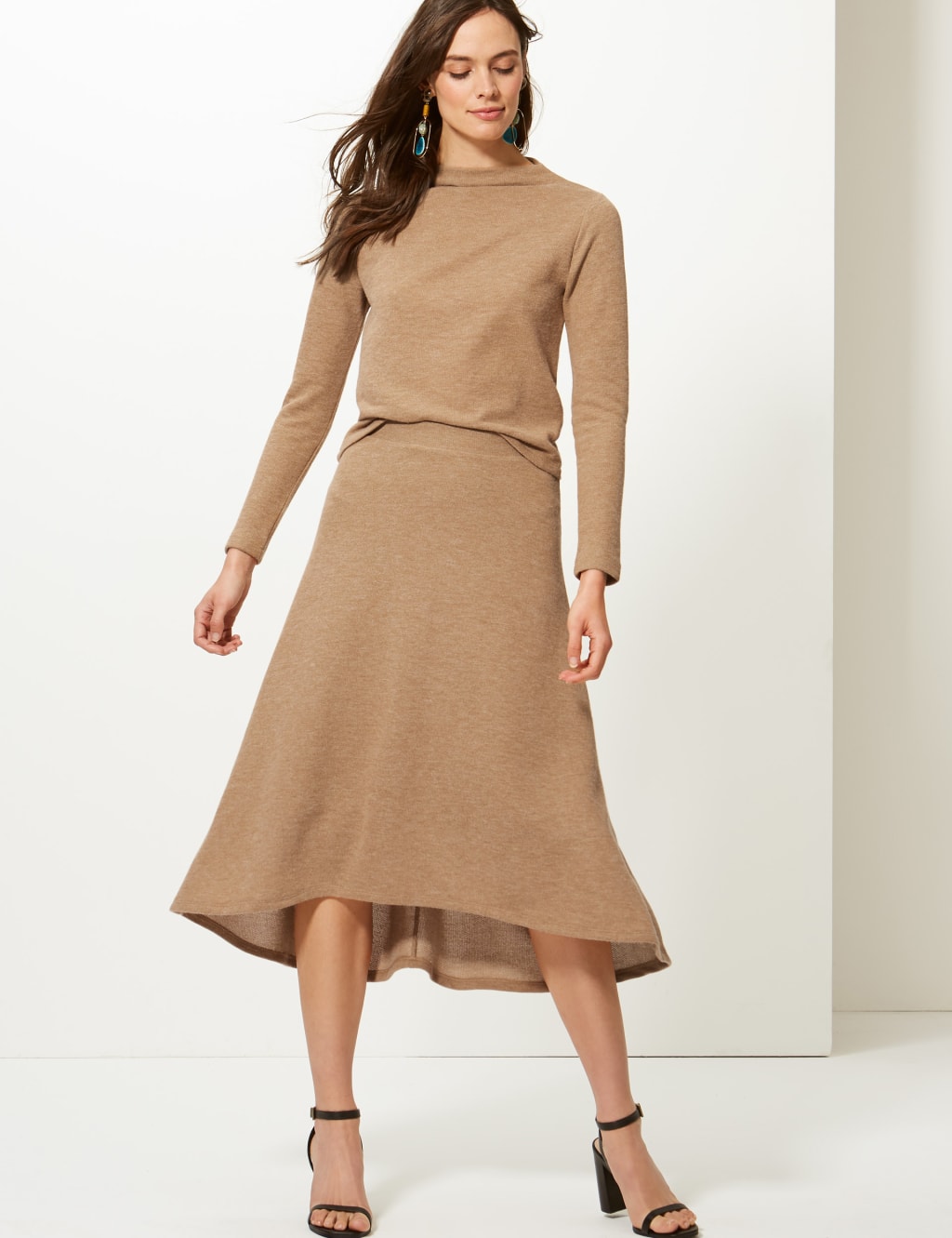 Knitted midi a-line skirt best sale