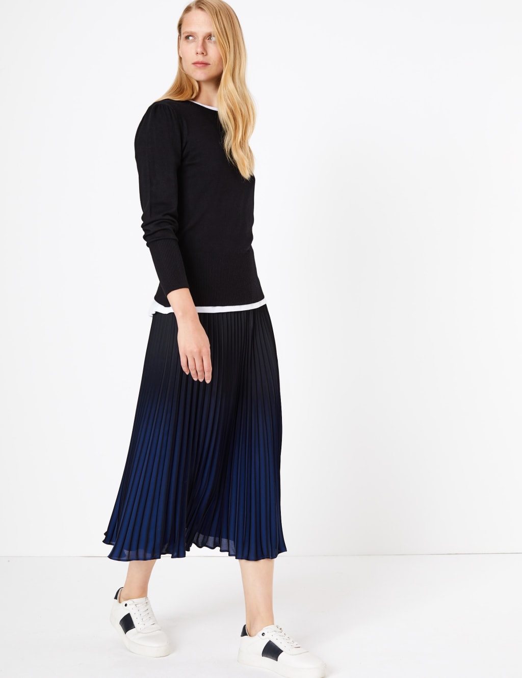 Pleated Ombre Midi Skirt 1 of 4
