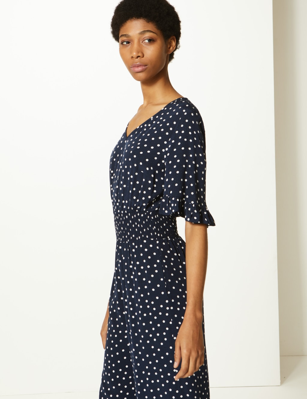 Polka Dot Waisted Jumpsuit M S Collection M S