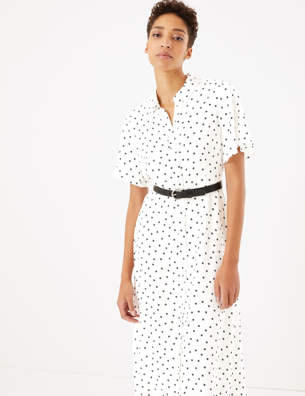 Polka Dot Midi Shirt Dress 6 of 7