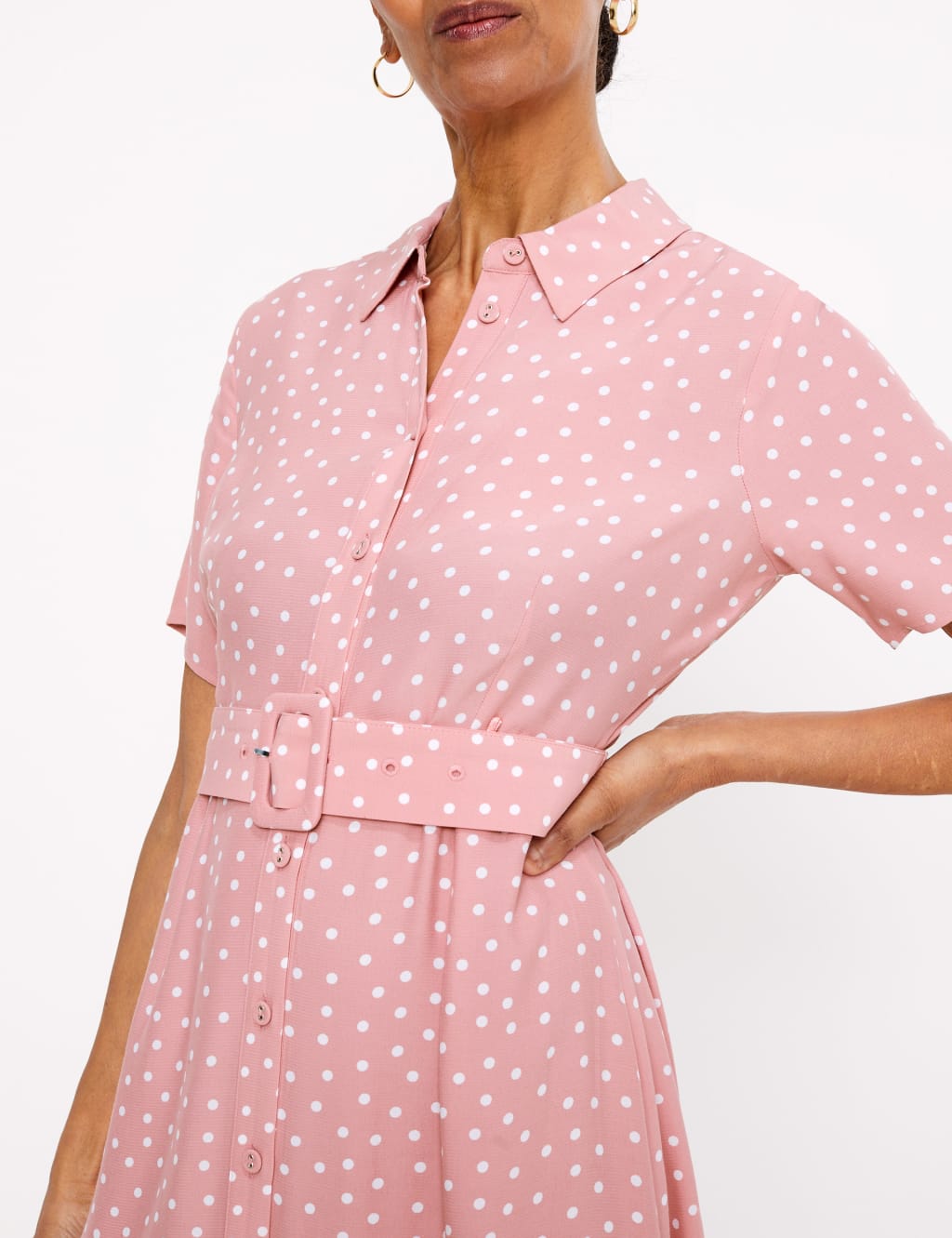 Polka Dot Belted Midaxi Shirt Dress 3 of 6