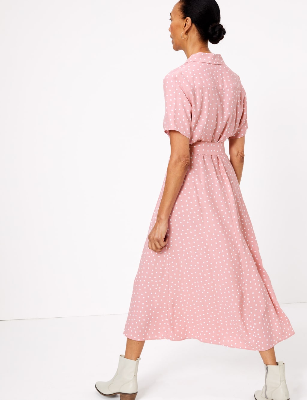 Polka dot belted dress shop