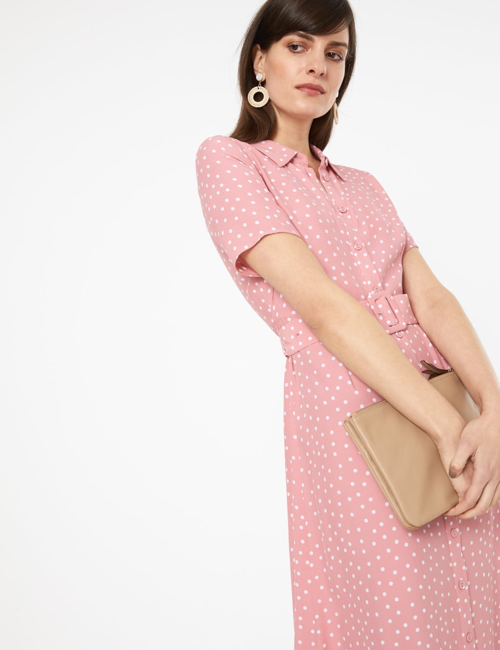 Polka Dot Belted Midaxi Shirt Dress 5 of 6