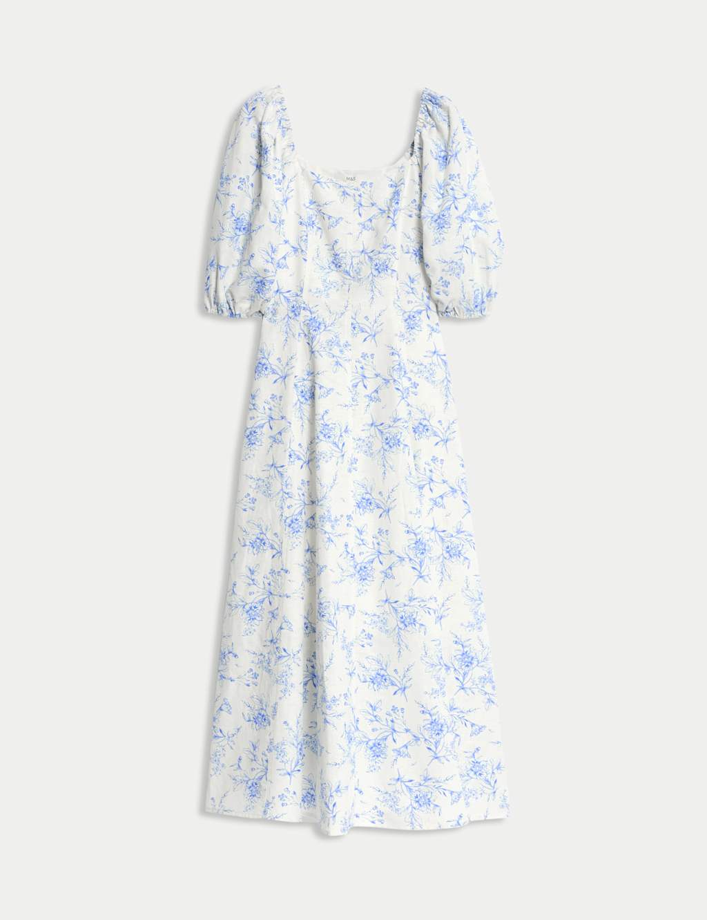 Linen Rich Printed Square Neck Midaxi Dress 2 of 5