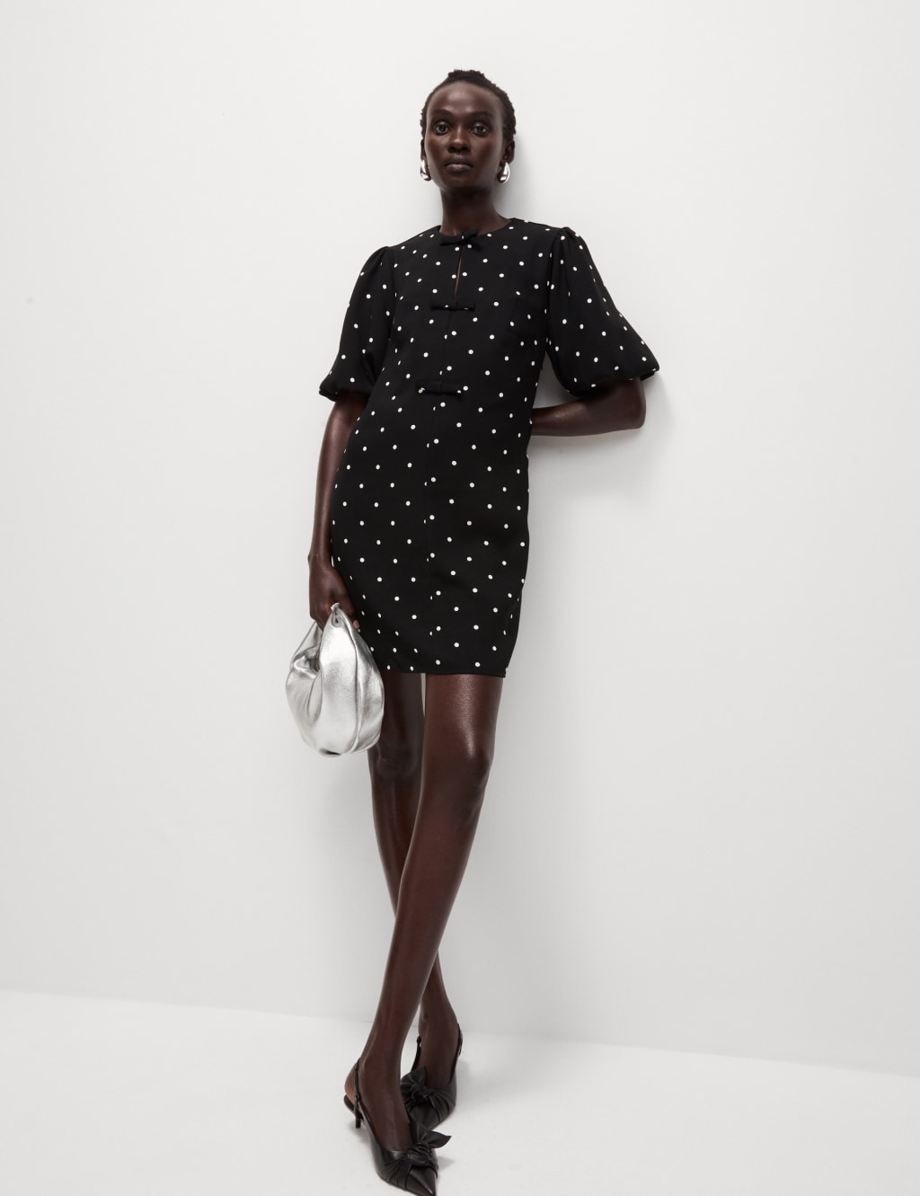 M and s polka dot dress top