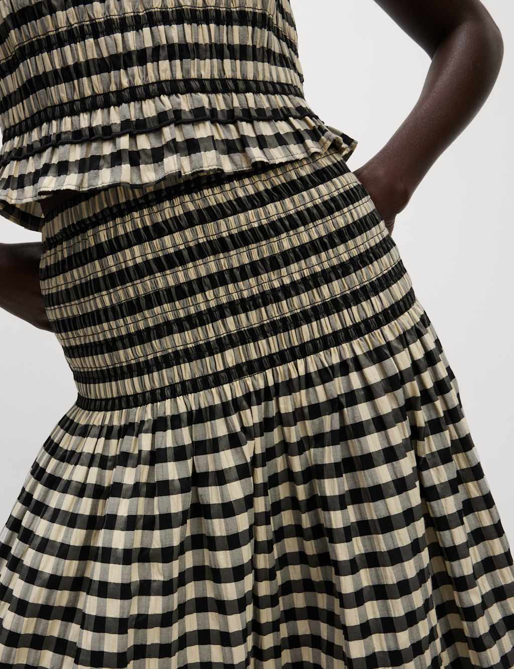 Cotton Blend Checked Midaxi A Line Skirt 4 of 6