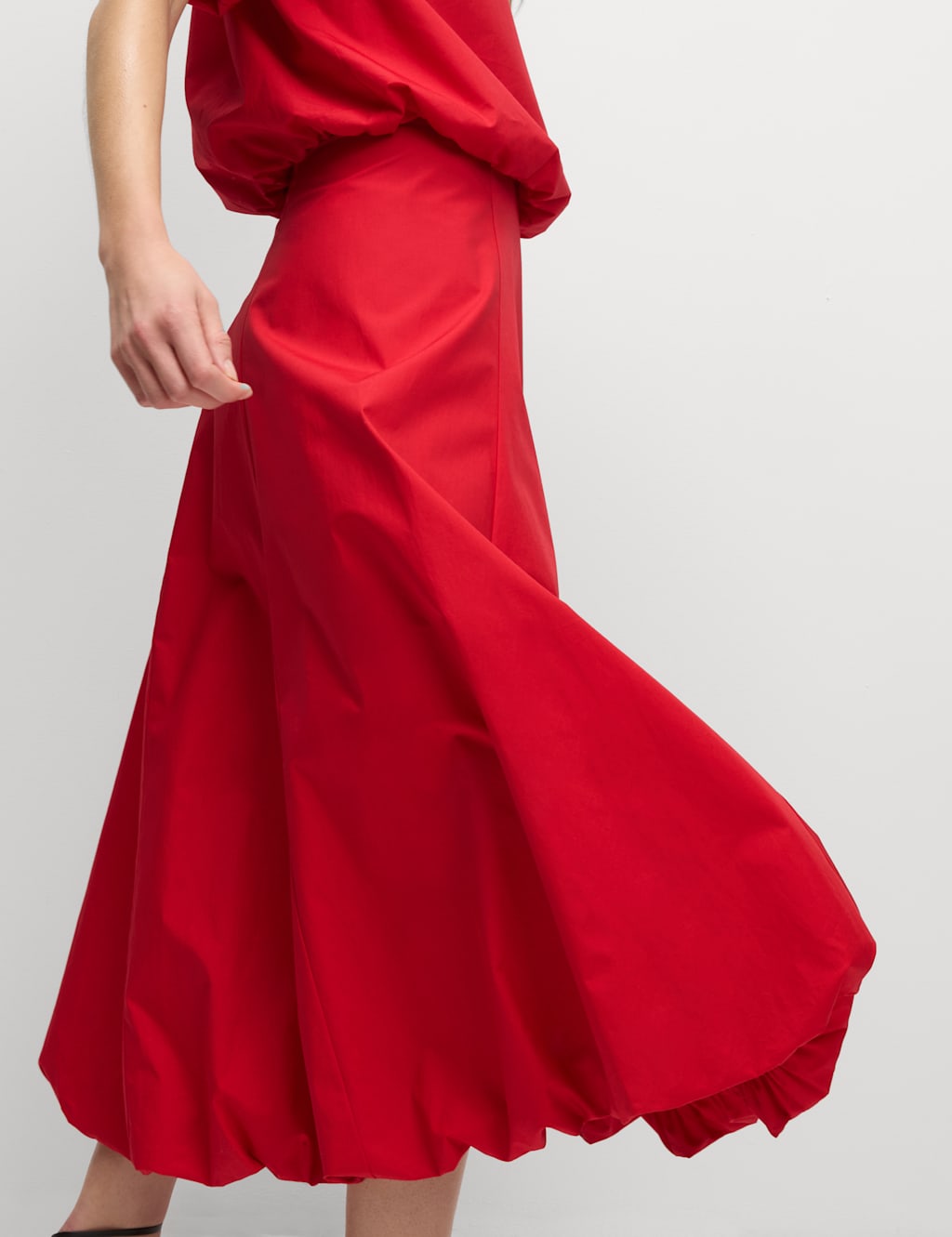 Pure Cotton Bubble Hem Midi Skirt 5 of 9