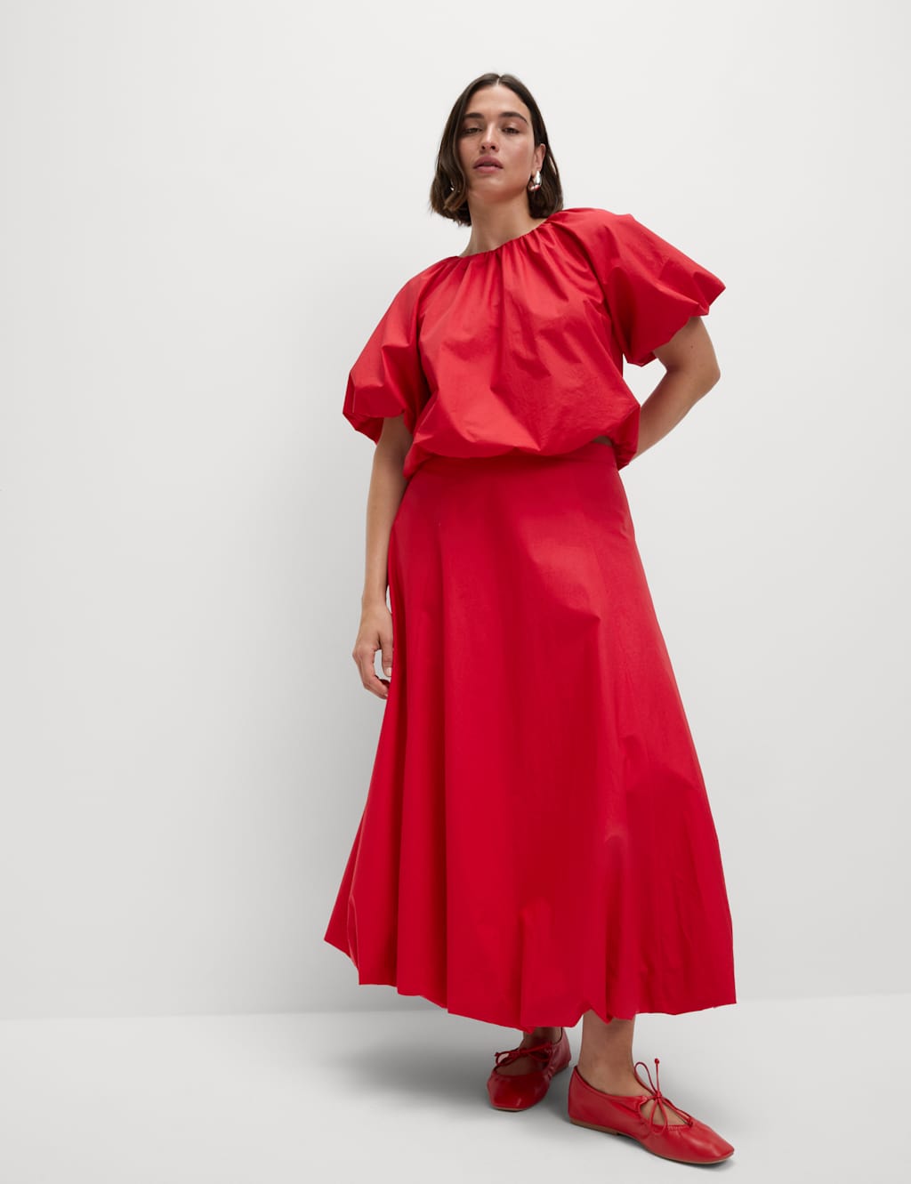 Pure Cotton Bubble Hem Midi Skirt 8 of 9