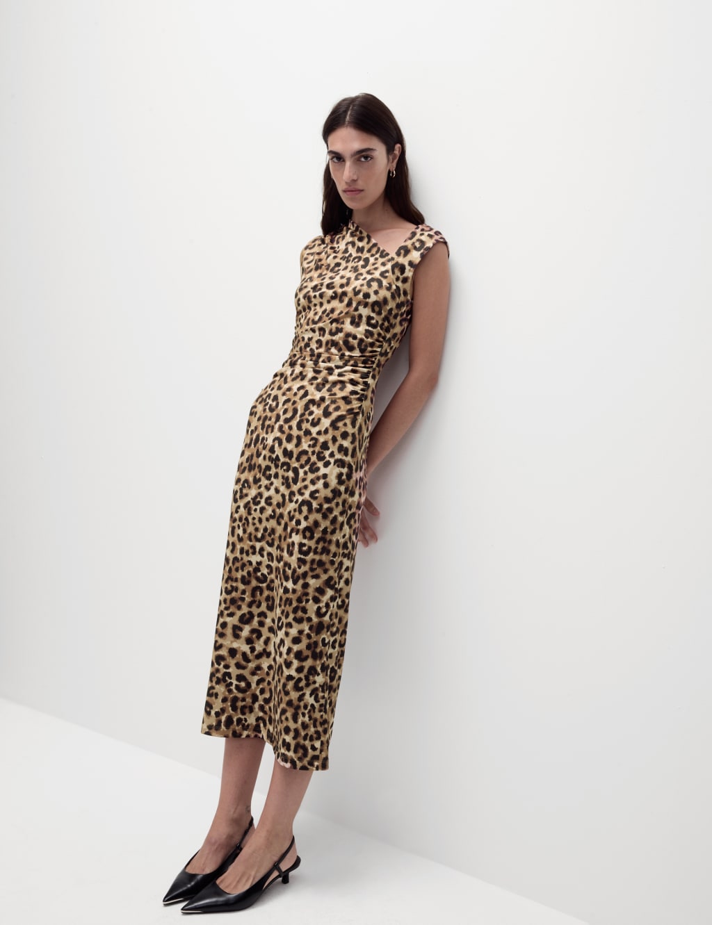 Animal Print Asymmetric Midaxi Bodycon Dress