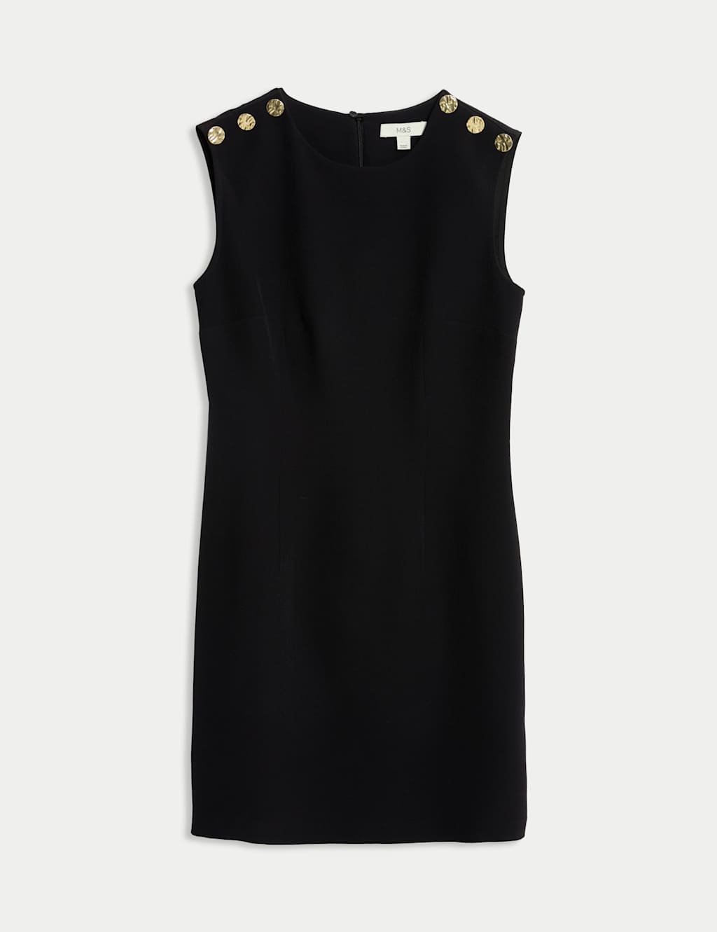 Round Neck Button Detail Mini Shift Dress 2 of 6