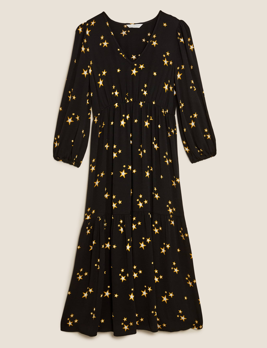 Star Print V-Neck Midaxi Tiered Dress 2 of 7