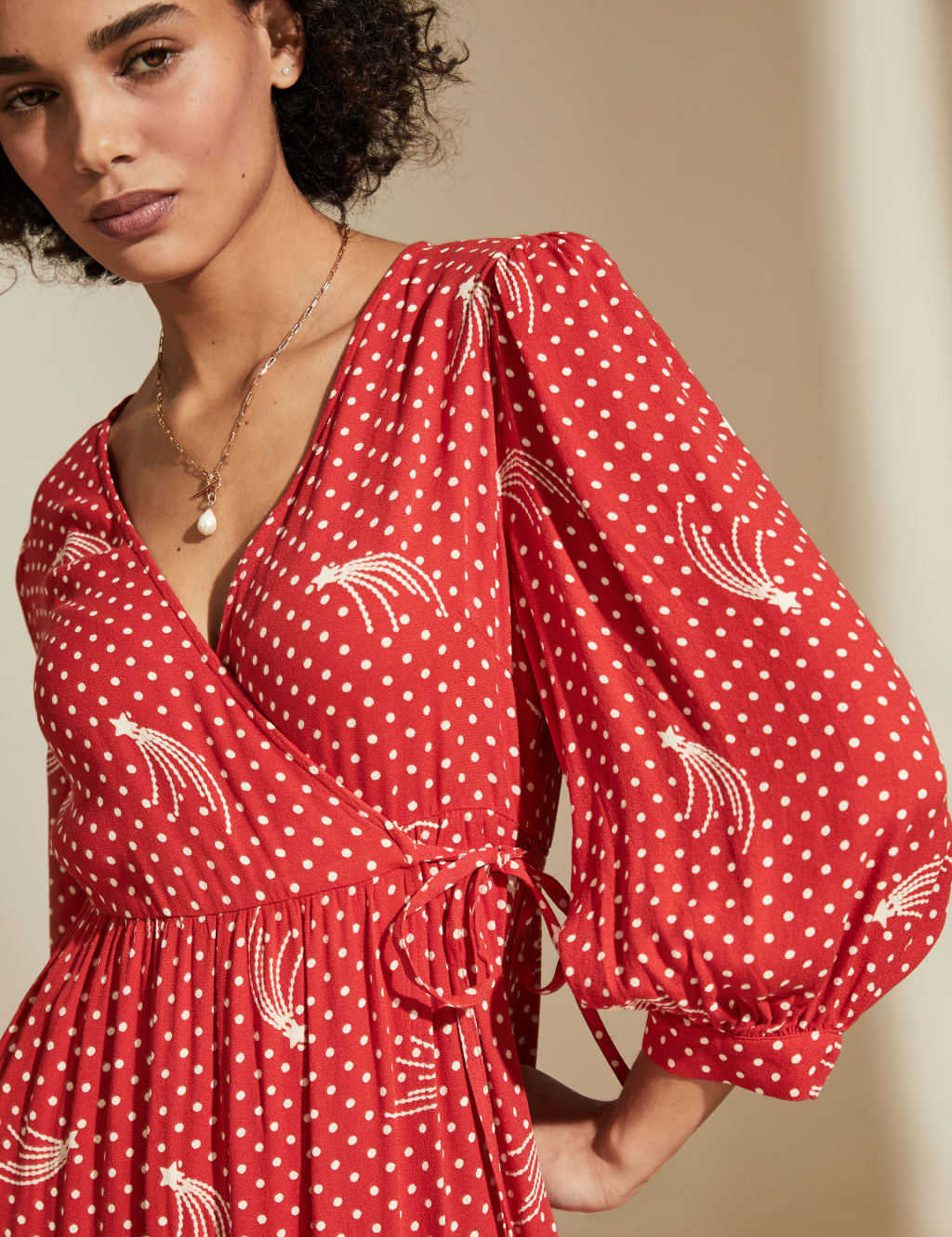 Red star wrap dress 2025
