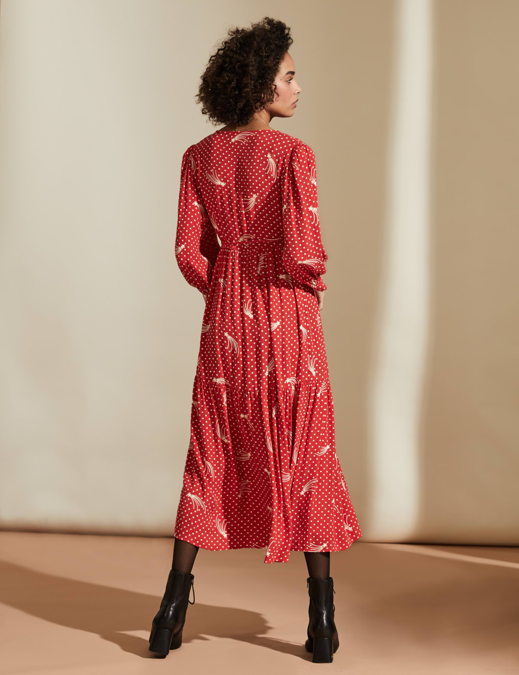 Star Print V Neck Midaxi Wrap Dress M S X GHOST M S