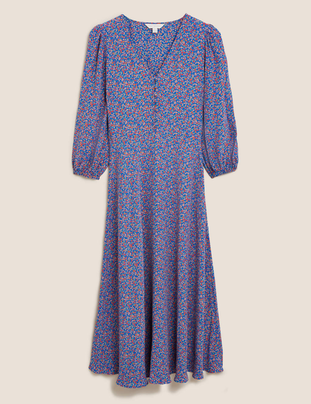 Ditsy Floral V-Neck Midaxi Tea Dress 2 of 7