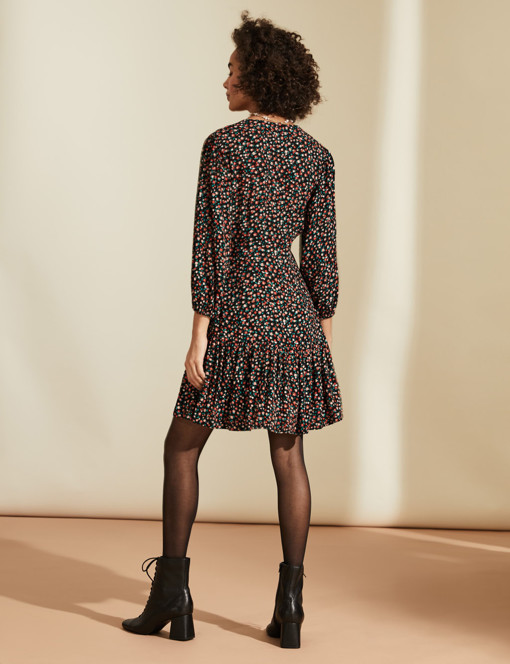 Ditsy Floral V-Neck Mini Tea Dress 5 of 7