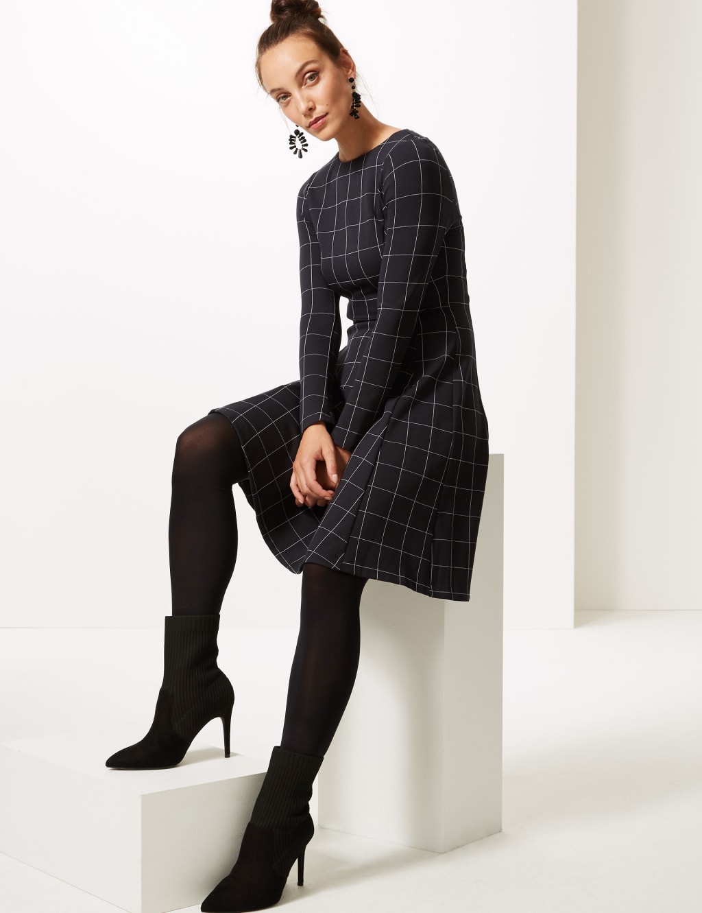 Skater dress with tights on sale