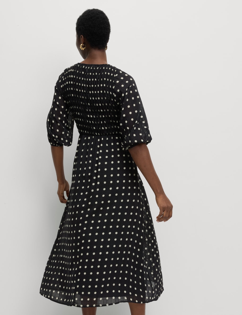 Printed Tie Front Midaxi Shirred Dress 4 of 5