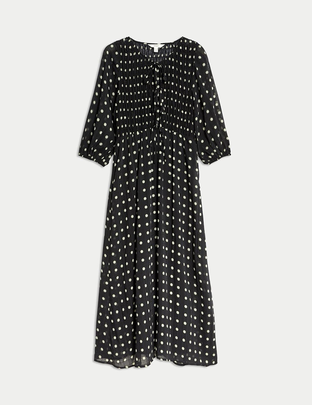 Printed Tie Front Midaxi Shirred Dress 2 of 5