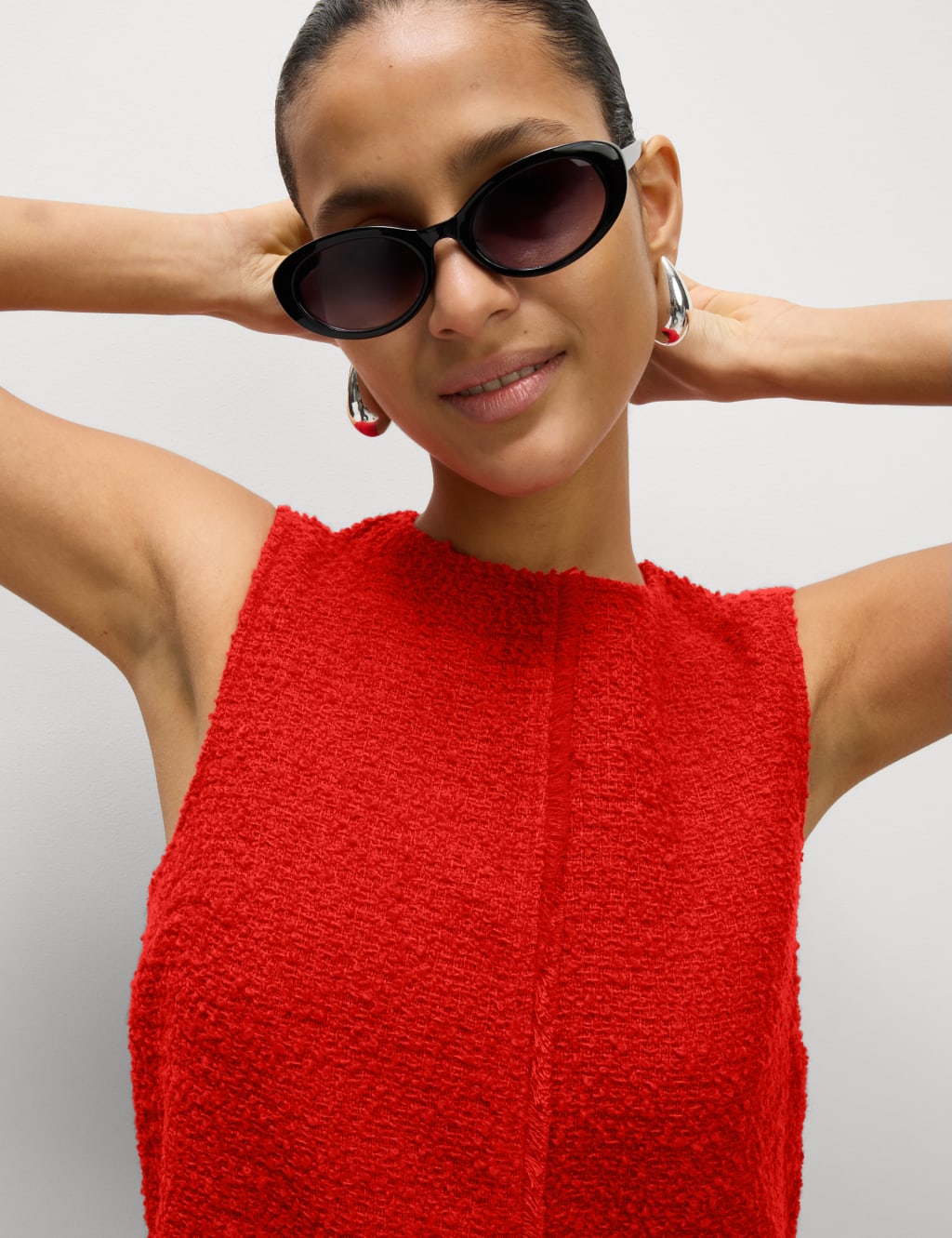 Textured Mini Shift Dress with Wool 3 of 4