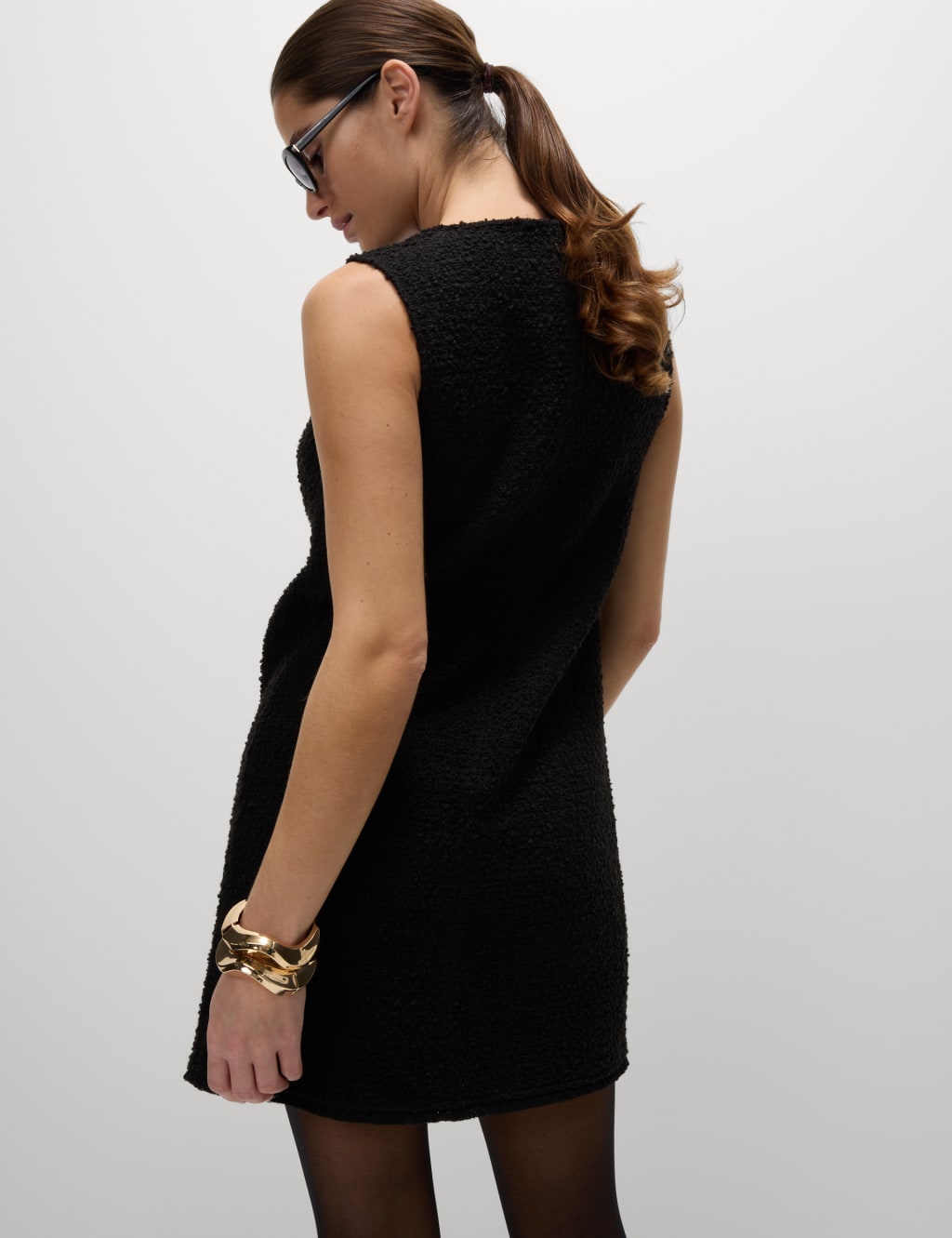Textured Mini Shift Dress with Wool 6 of 6