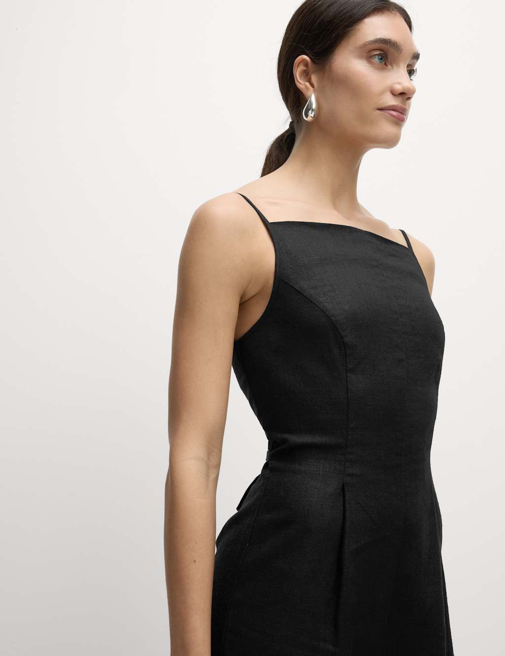 Linen Blend Square Neck Sleeveless Jumpsuit 3 of 5