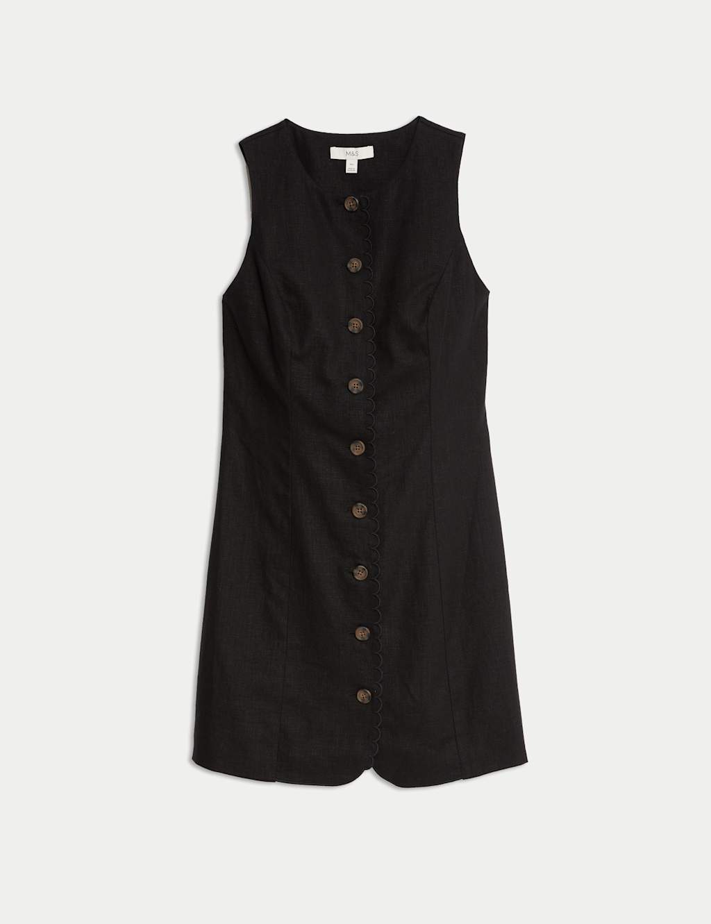 Linen Blend Button Through Mini Shift Dress 2 of 6