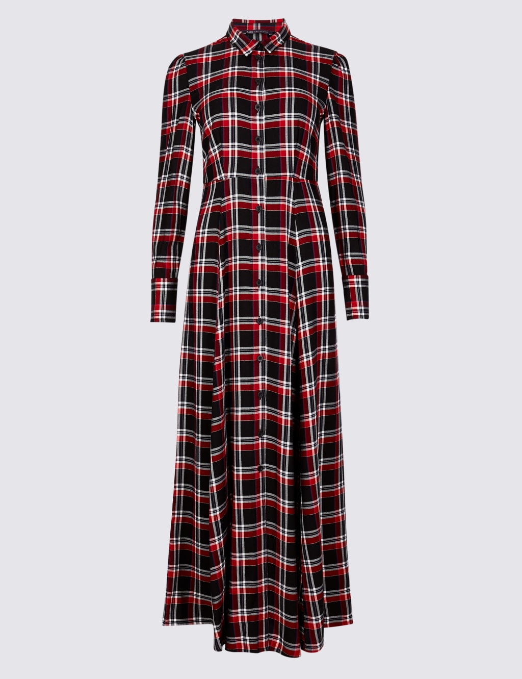 Checked Long Sleeve Shirt Maxi Dress 2 of 4