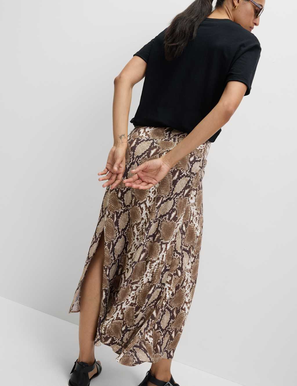 Snake Print Asymmetric Midaxi A-Line Skirt 3 of 4