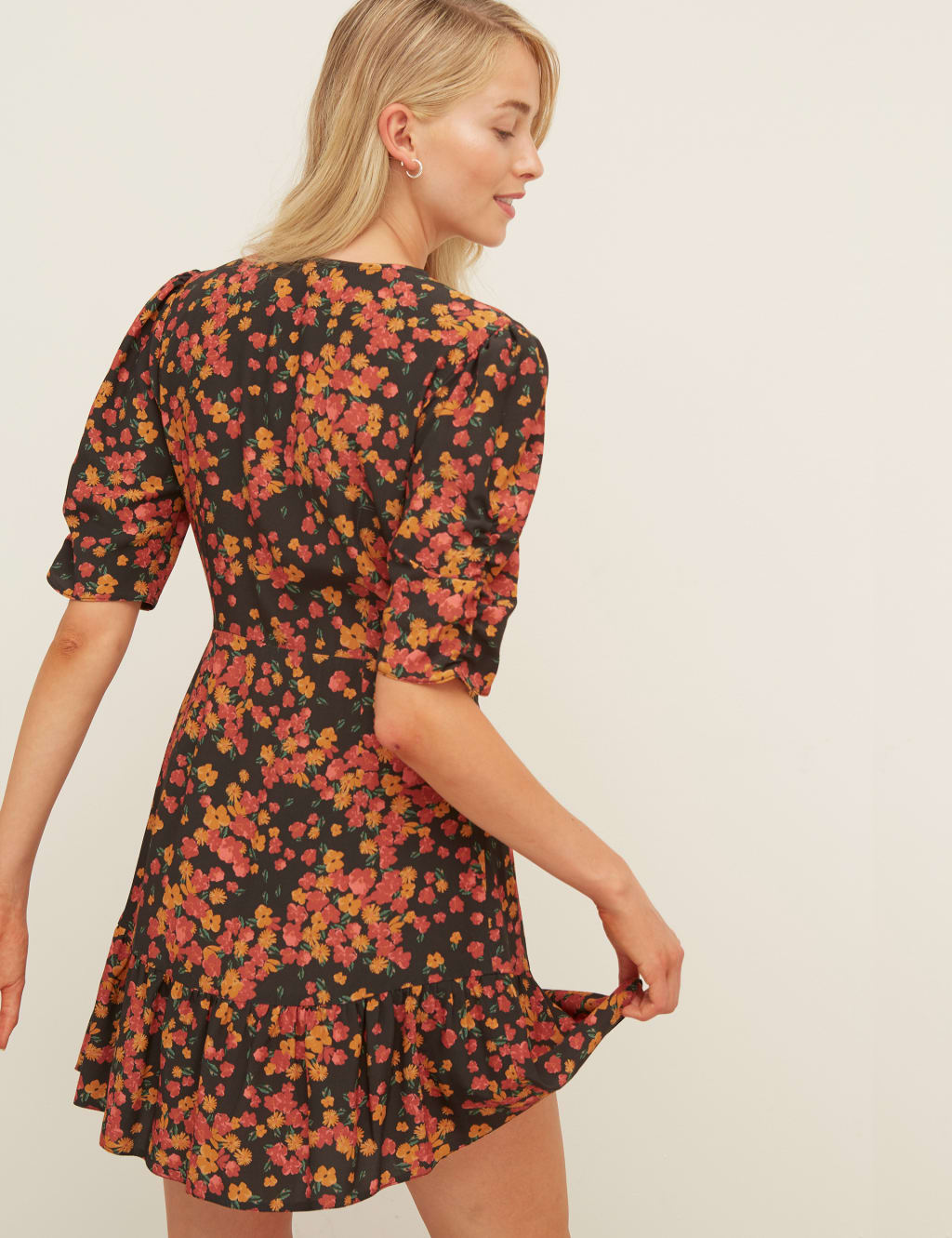 Floral V-Neck Mini Wrap Dress 4 of 5