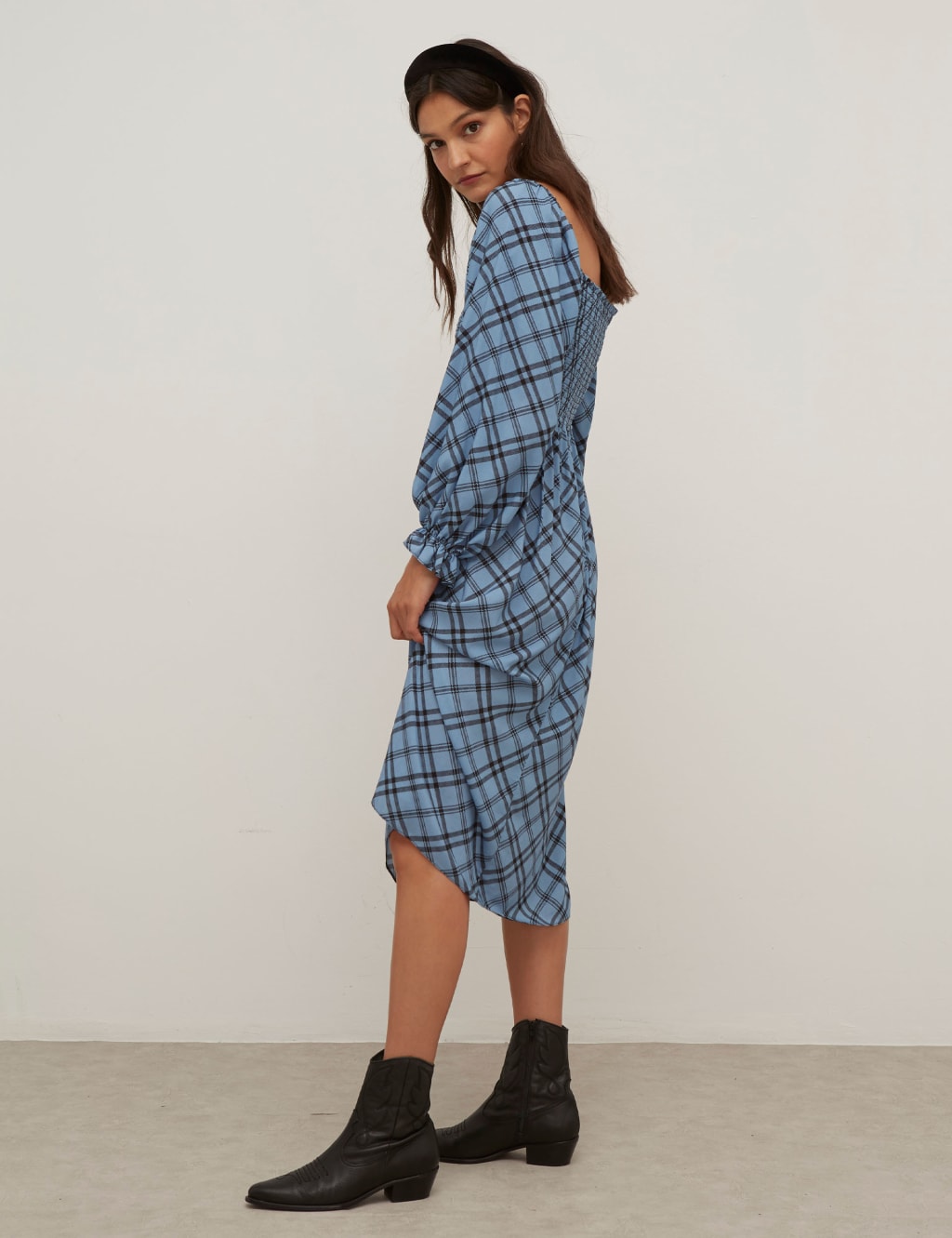 Checked Midi Waisted Dress 2 of 5