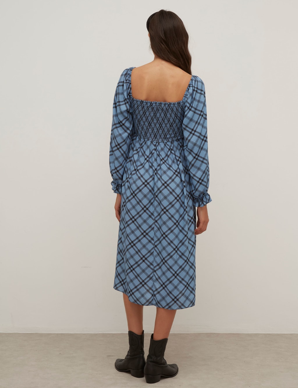 Checked Midi Waisted Dress 3 of 5