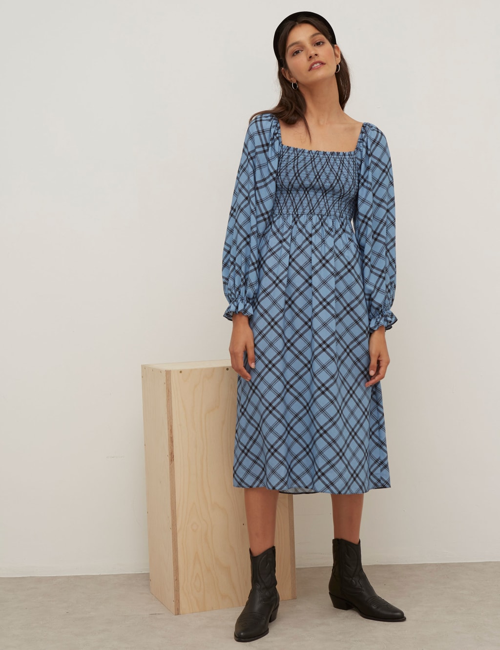 Checked Midi Waisted Dress 5 of 5
