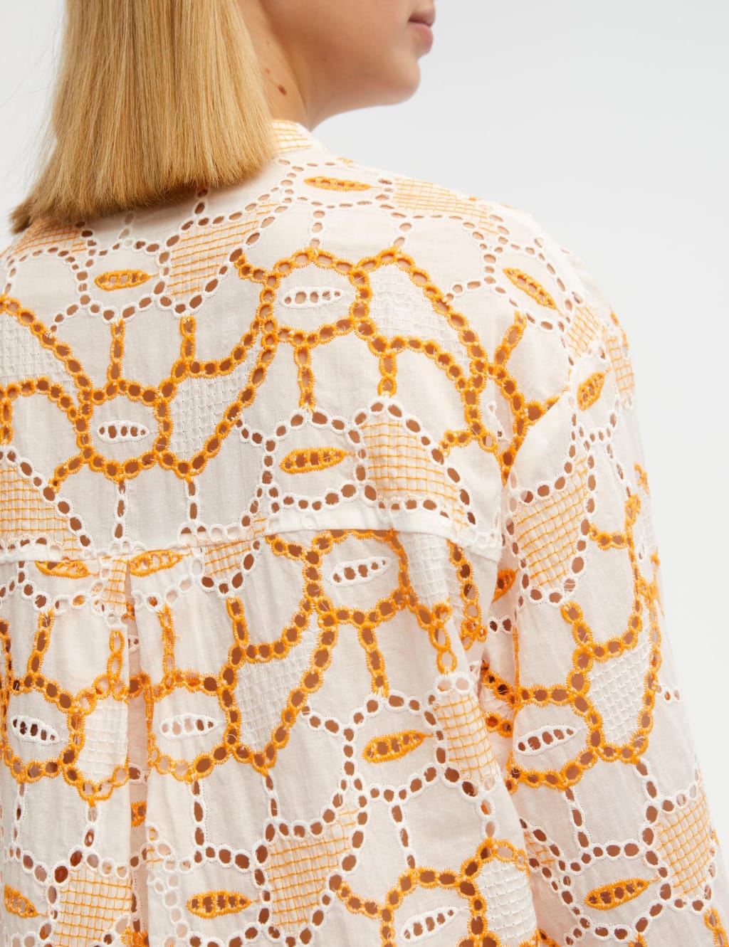 Pure Cotton Embroidered Collarless Top 4 of 4