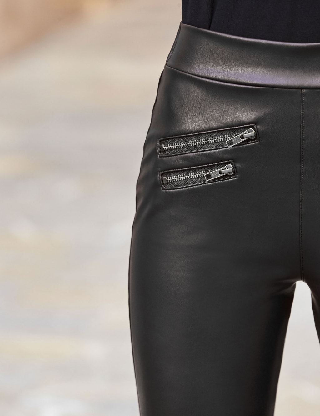 Leather Look High Waisted Leggings 3 of 6