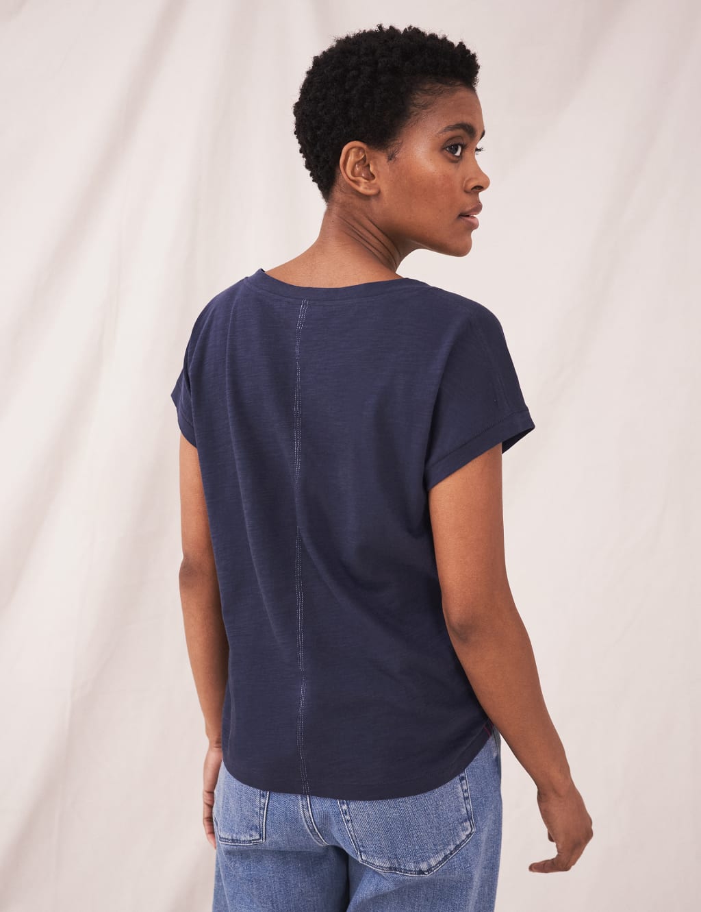 Pure Cotton Notch Neck Short Sleeve T-Shirt 3 of 4