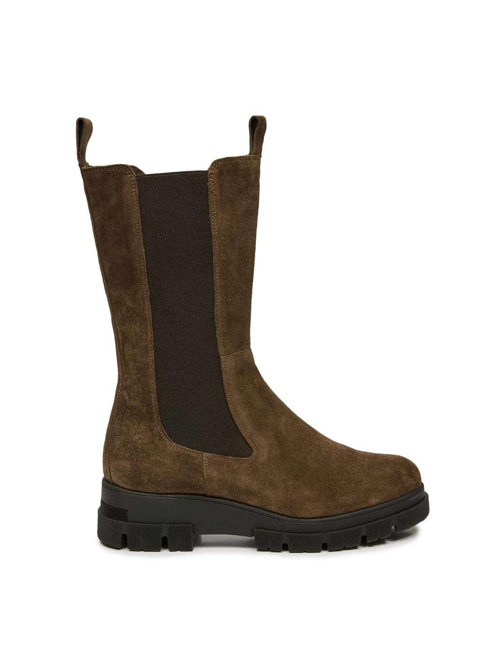 Suede Chelsea Chunky Block Heel Boots Celtic Co. M S