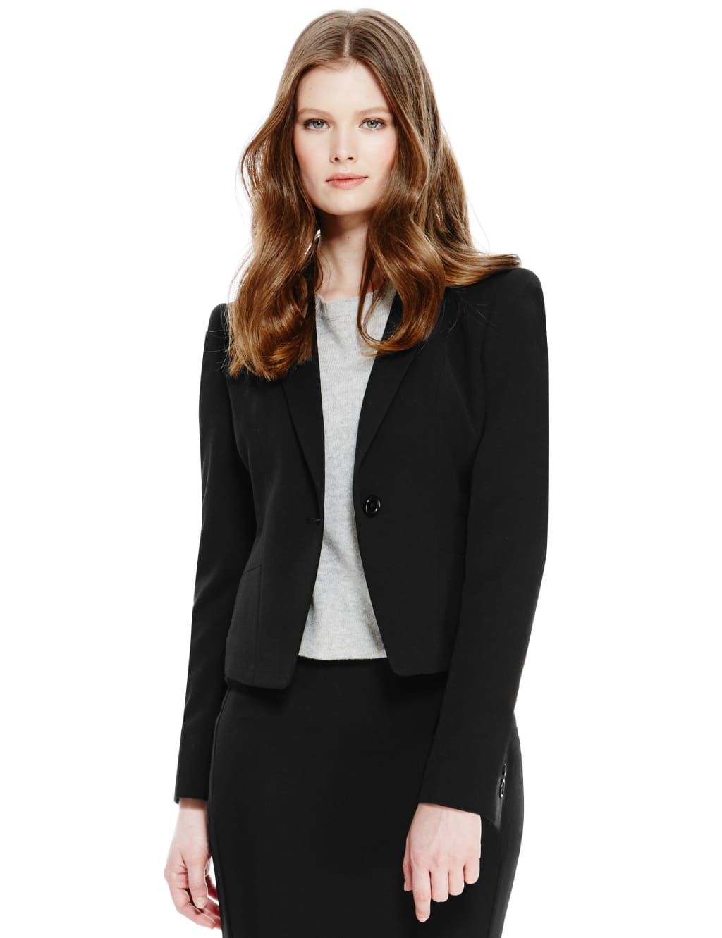 PETITE 1 Button Short Blazer M S Collection M S