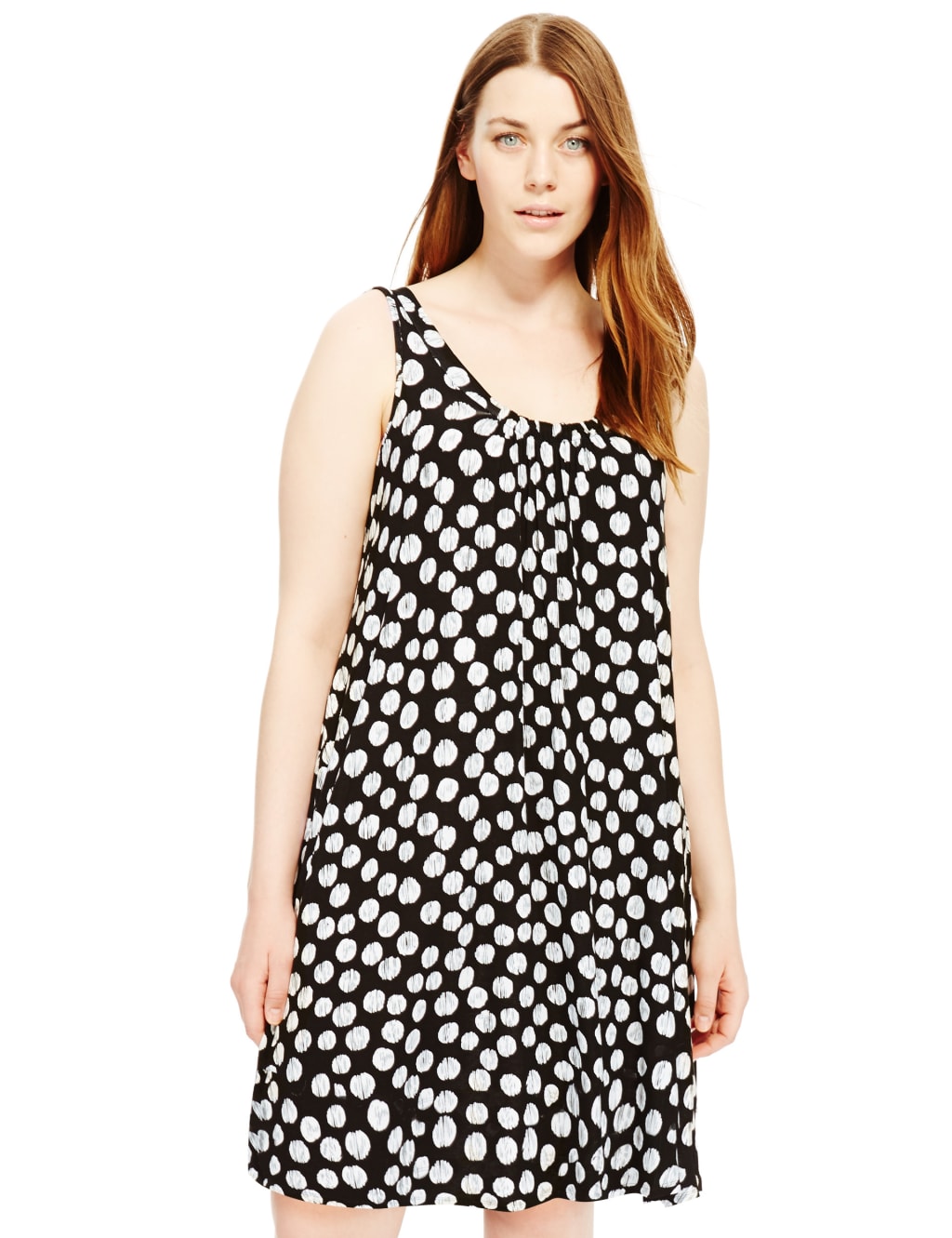 Spotted shift dress top