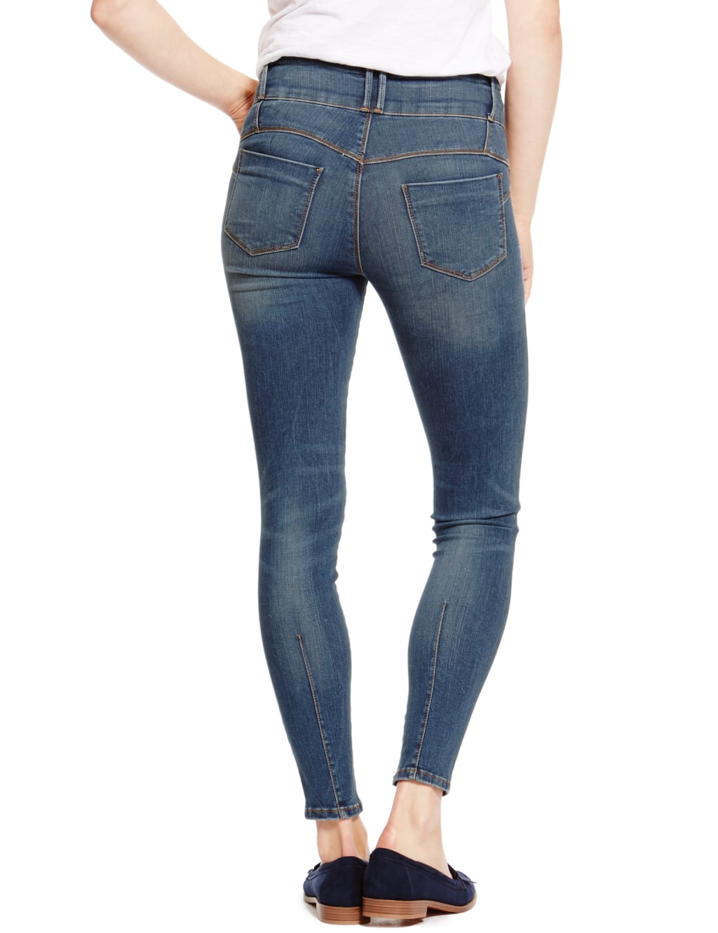 PETITE High Waisted Skinny Leg Denim Jeggings M S Collection M S